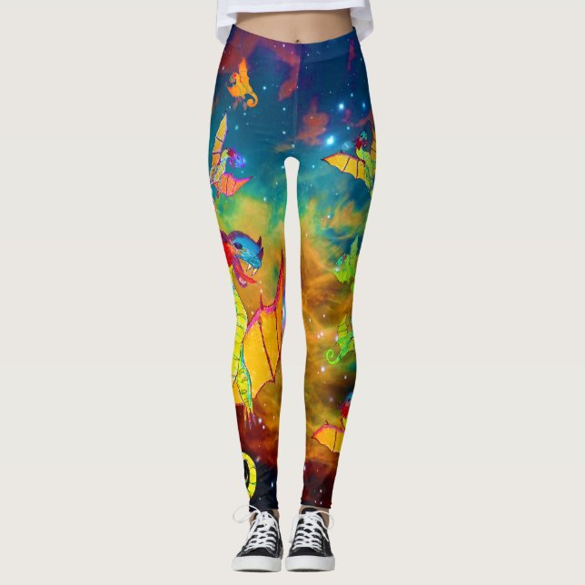 Leggings de arte sobre dragões e monstros (Frente)