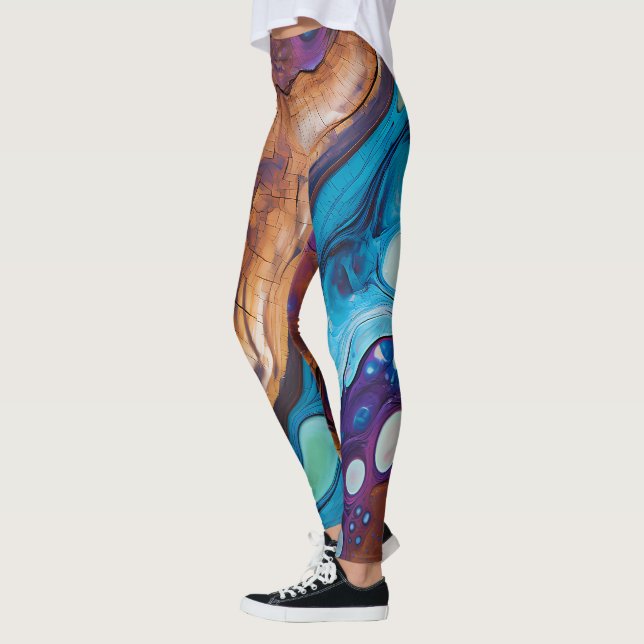 Leggings de Arte Turquesa Roxo (Esquerda)