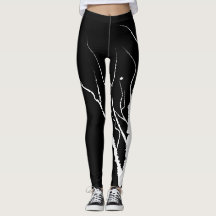 Leggings de Árvore de Outono Branco em Preto