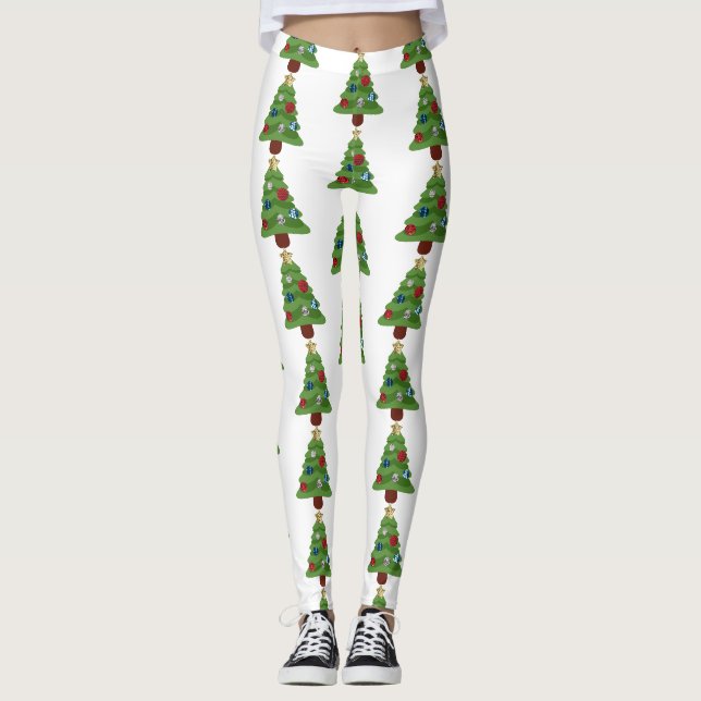 leggings de árvores de natal emoji (Frente)