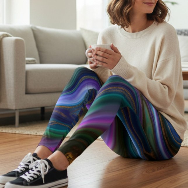 Leggings de Atividade com Padrão de Mármore Abstra (Criador carregado)