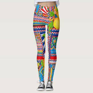 Leggings de Azulejo de patchwork de Dolce com limã