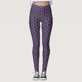 Leggings de Azulejo de Triângulo Vermelho e Azul-C