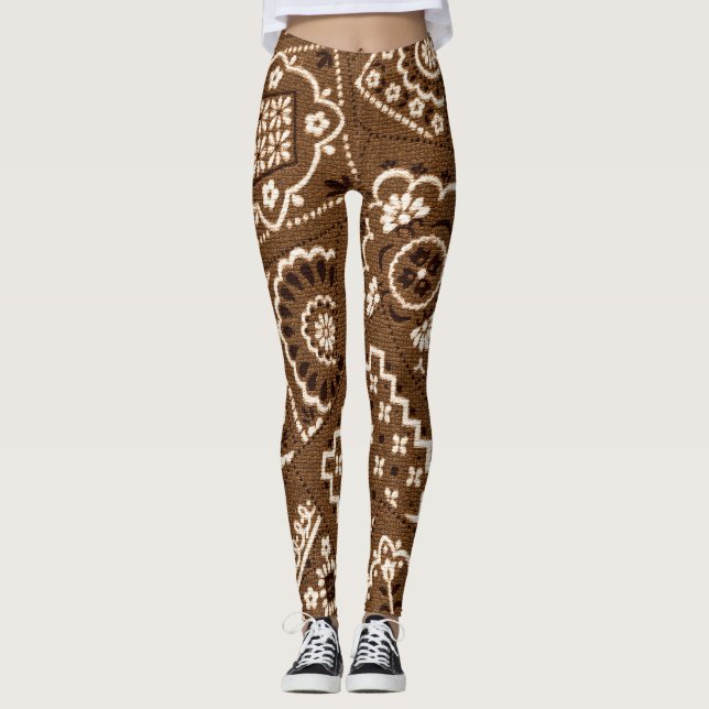 Leggings de bandana castanha (Frente)
