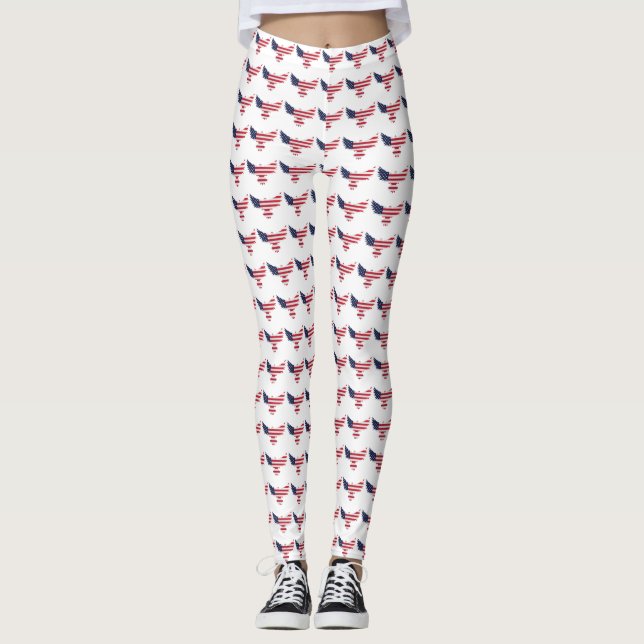 Leggings de bandeira da borboleta americana com ma (Frente)