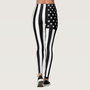 Leggings de bandeira dos EUA a preto e branco