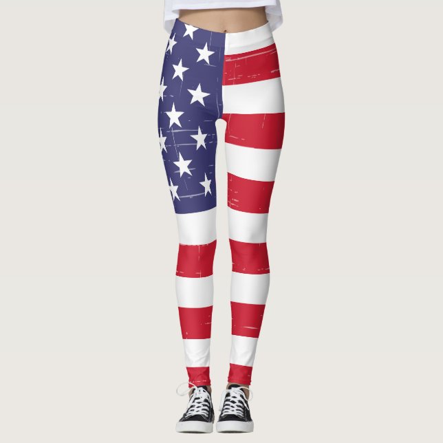 Leggings de bandeira Patriótica americana (Frente)