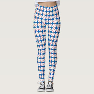 Leggings de Basebol Azul Vermelho Azul Patriótico