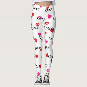leggings de beijos e corações