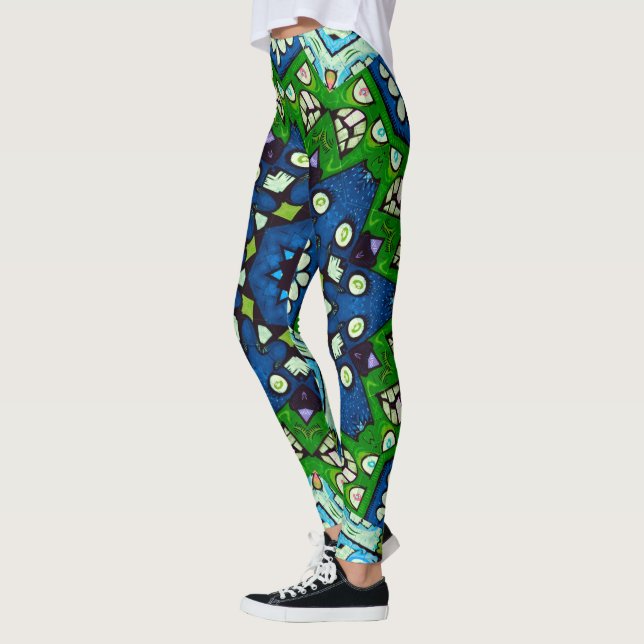 Leggings de Boho Mosaico do Mandala Floral Retro (Esquerda)