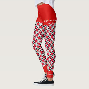 Leggings de bola de futebol com vermelhos falsos