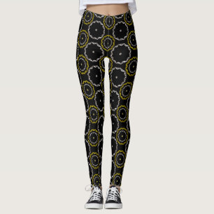 Leggings de Bolinhas dos Anéis Dourados e Prateado