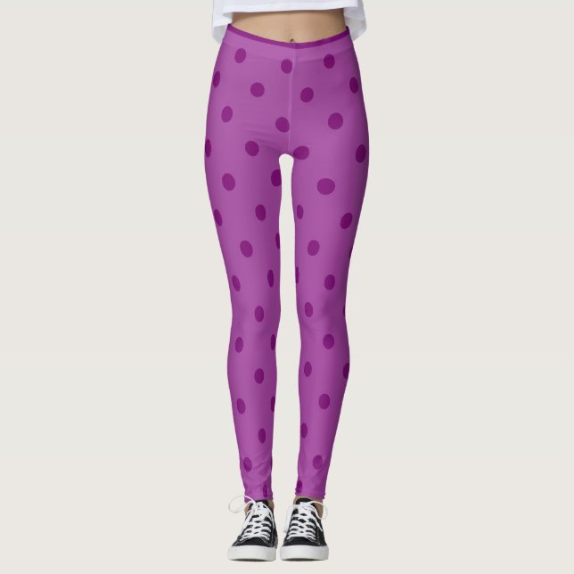 Leggings de Bolinhas Roxo Modernas da Tendy (Frente)