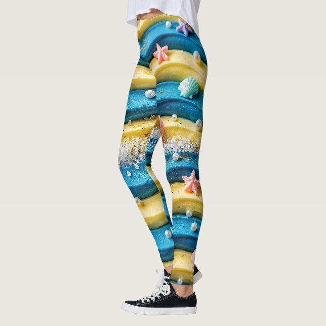 Leggings de Bolo de Onda do Oceano - Estrela do Ma (Esquerda)