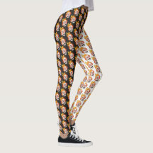 Leggings de cabeça de fogo escovilélicas e Impress