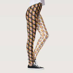 Leggings de cabeça de fogo escovilélicas e Impress