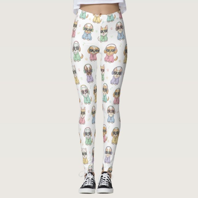 Leggings de Cachorro Fofo para Mulheres – Cartoon  (Frente)