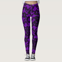 Leggings de cadarços de cadarços com rolha roxa e 