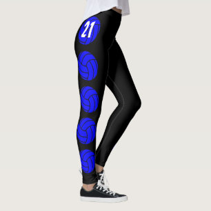 Leggings de calças de compressão de voleibol azul