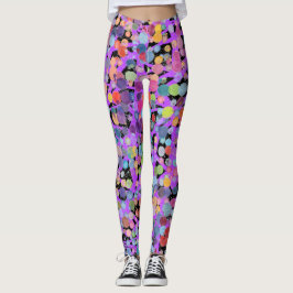 Leggings de calças de ioga preto violeta e aquarel