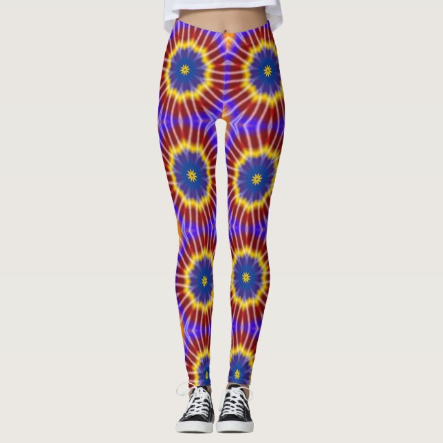 Leggings de Caleidoscópio Tie Dye Arco-Íris (Frente)