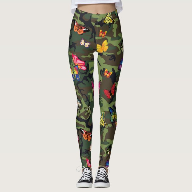 leggings de camuflagem de borboletas (Frente)