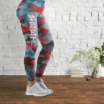 Leggings de camuflagem iônica e magenta<br><div class="desc">Um padrão elegante, incomum, texturizado de camuflagem com ciano e magenta como cores dominantes. Design de logotipo por Piotr Kowalczyk © Primeiro publicado: 05.01.2023.</div>