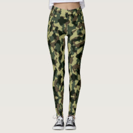 Leggings de Camuflagem Verde-Oliva