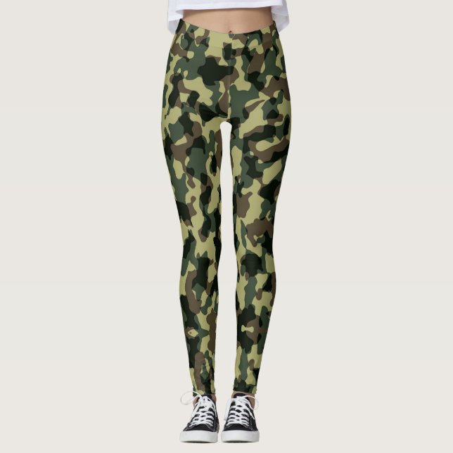 Leggings de Camuflagem Verde-Oliva (Frente)