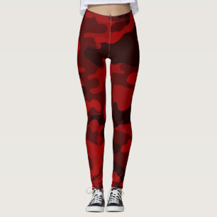 Leggings de Camuflagem Vermelha Escura