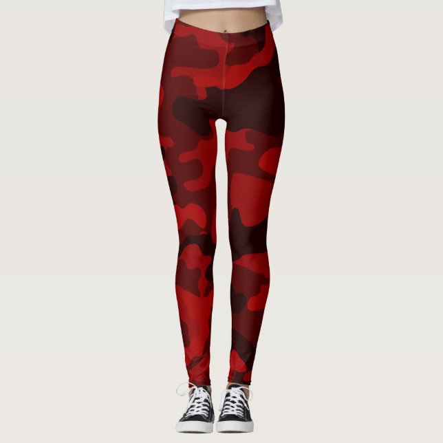 Leggings de Camuflagem Vermelha Escura (Frente)