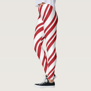 Leggings de canas brancas e vermelhas