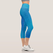 Leggings de Capri com Gradiente Azul-Ciano