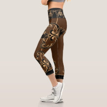 Leggings de Capri de Rolagem Ornamental