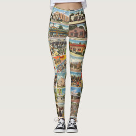 Leggings de Cartões Postais Antigos do Texas