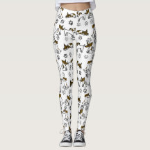 Leggings de Cartoon de Cachorro Branco
