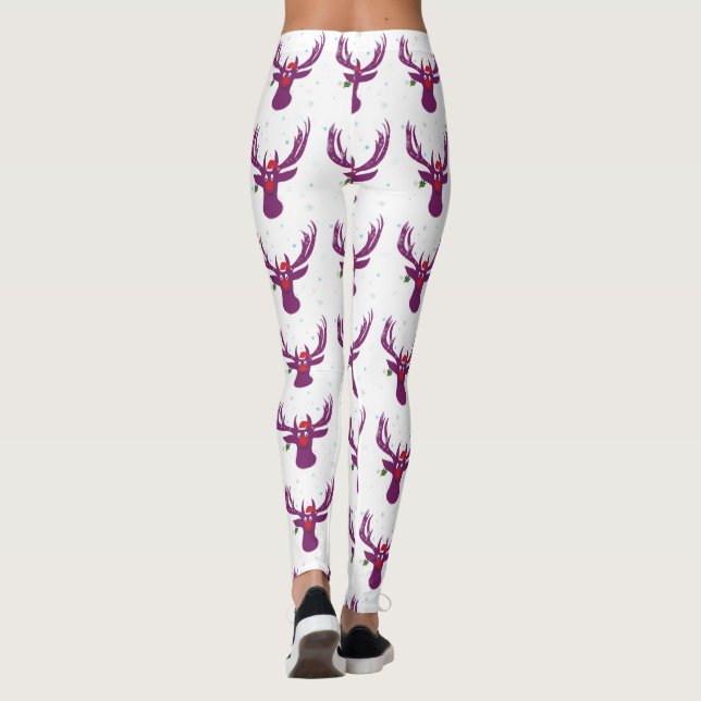 Leggings de celebração de X-mas de rena, M (Verso)