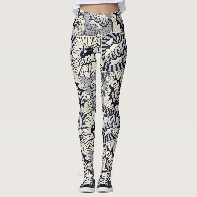 Leggings de Chamadas em Quadrinhos (Frente)