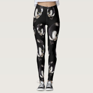 Leggings de Cheio de Padrão de Limur Branco Preto