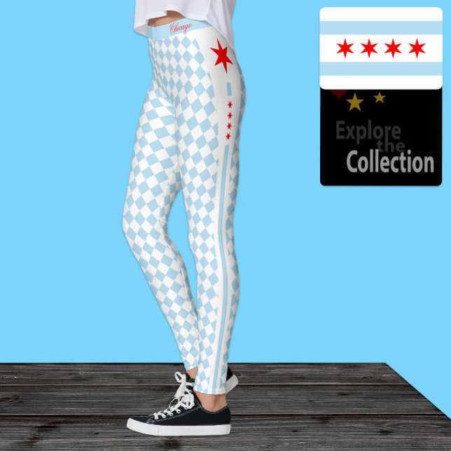 Leggings de Chicago, moda premium, Chicago Flag (Criador carregado)
