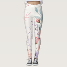 Leggings de Cintura Alta Floral em Aquarela