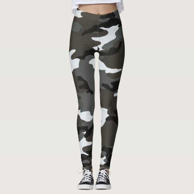 Leggings de Cinzas brancas pretas femininas (Frente)