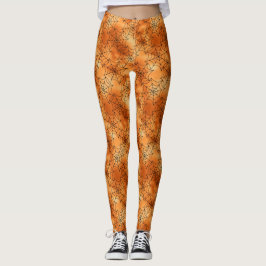 Leggings de cobre laranja com teias de cobre preta