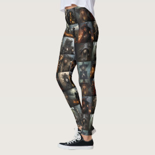 Leggings de Colagem de Bruxas Escuras - Spooky
