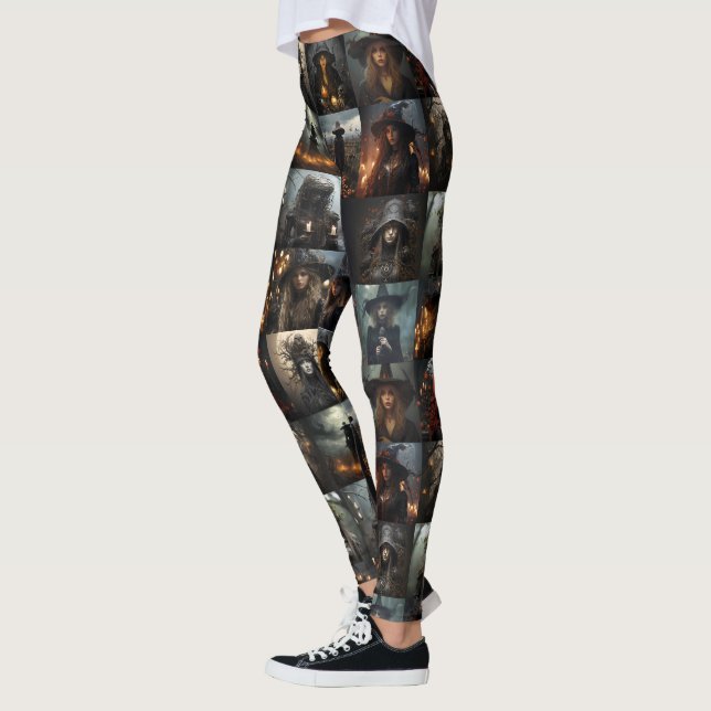 Leggings de Colagem de Bruxas Escuras - Spooky (Esquerda)