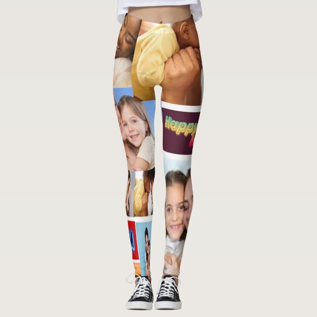 Leggings de colagem de fotos personalizadas 7 (Frente)