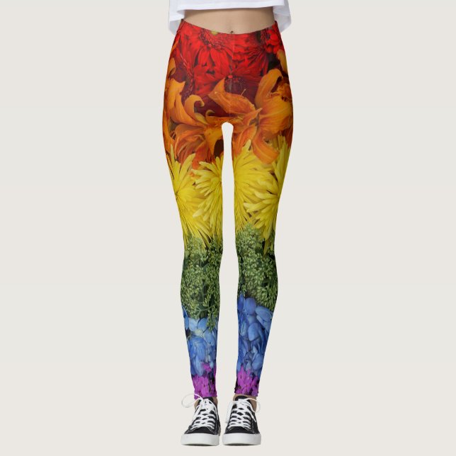 Leggings de Coleção de Flores de Orgulho (Frente)