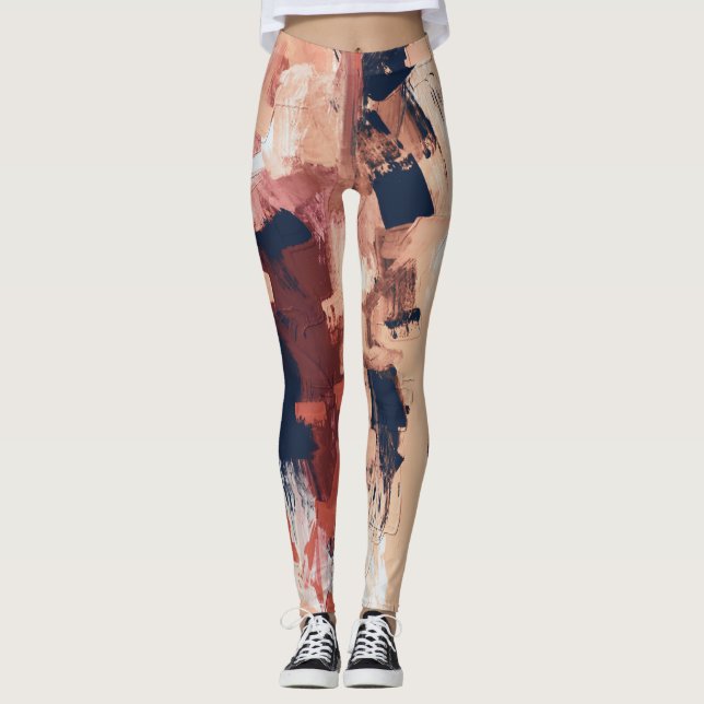 Leggings de combinação de padrão de abstrato (Frente)
