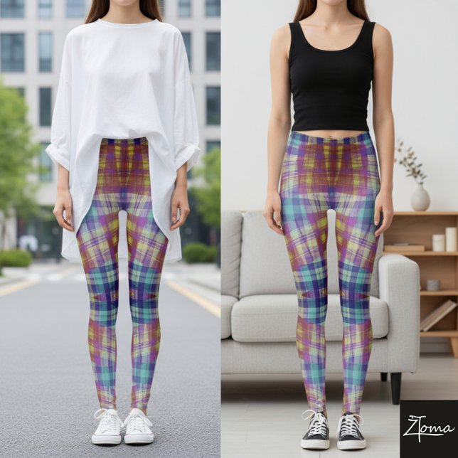 Leggings de Conforto Xadrez Vibrante (Criador carregado)