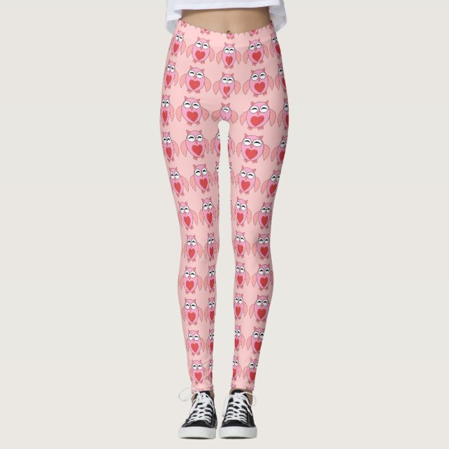Leggings de Coração de Amor Rosa (Frente)